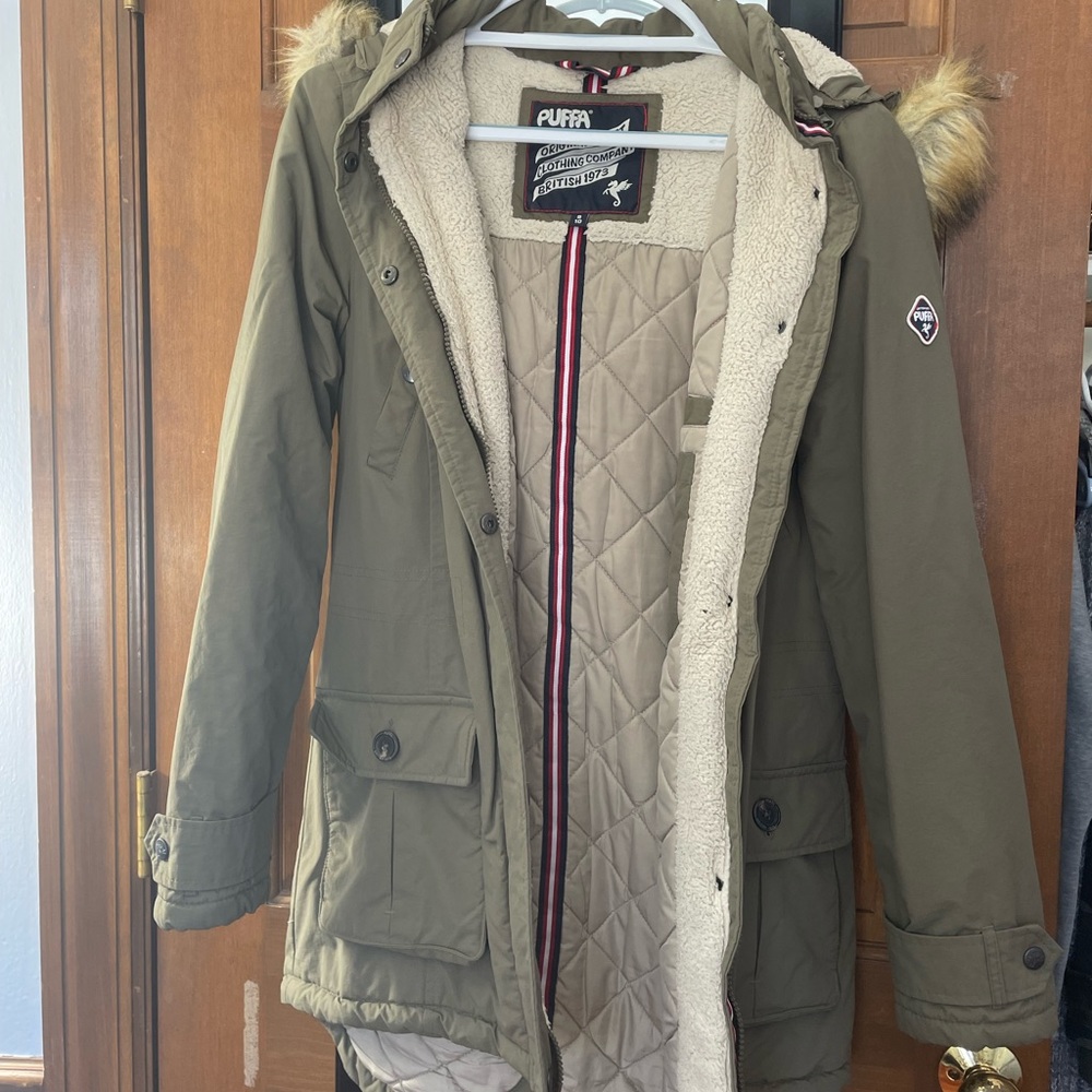 Puffa Warm Winter Coat-Olive Green